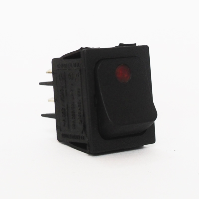  group two pole black rocker switch with red light 